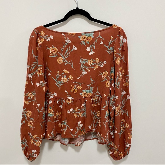 NWOT American Eagle Floral Front Tie Top - Picture 6 of 8